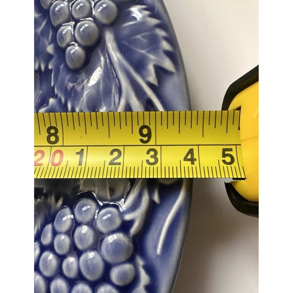 Set Of 2 Bordallo Pinheiro Cobalt Blue Grapes, Vine, Leaves 9.4” Luncheon Plates - Picture 14 of 15